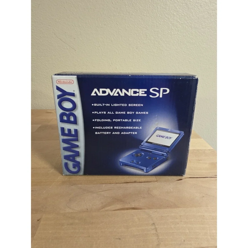 NINTENDO GAMEBOY SP Cobalt Blue Console w/BOX, MANUALS, Charger Tested Working